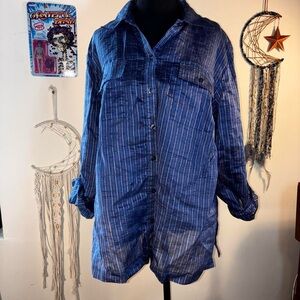 Jones New York Blue Textured Blouse